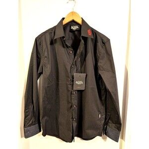 Von Dutch Originals Black Button Up Long Sleeve Graphic Shirt Men Size Small NWT